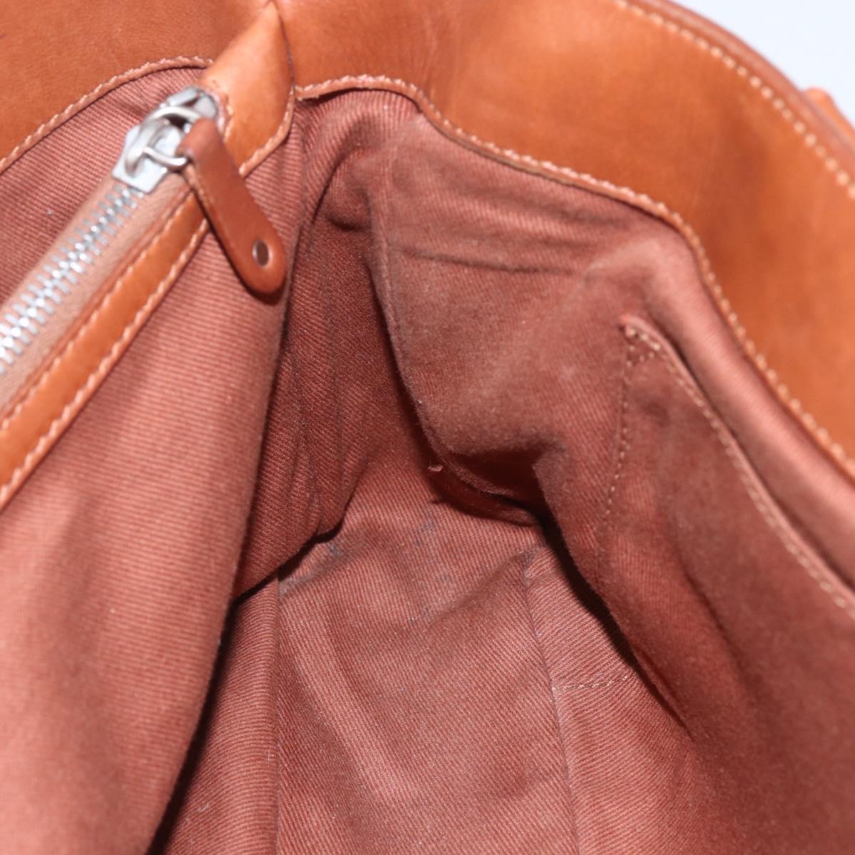 CELINE Boogie bag Hand Bag Leather Brown Silver Auth ka853