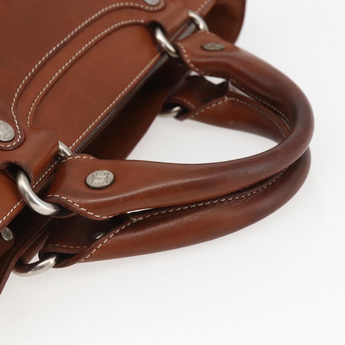CELINE Boogie bag Hand Bag Leather Brown Silver Auth ka853