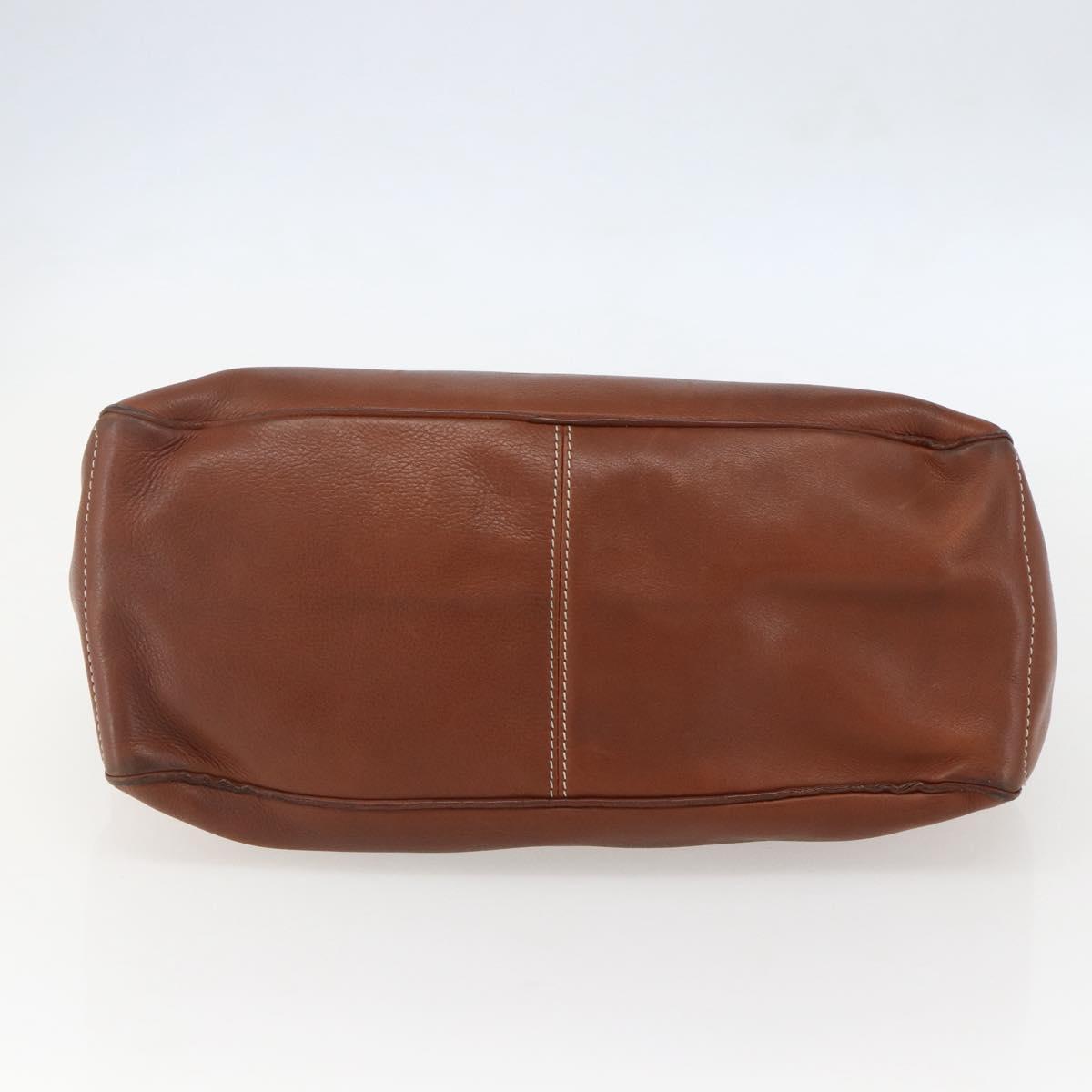 CELINE Boogie bag Hand Bag Leather Brown Silver Auth ka853