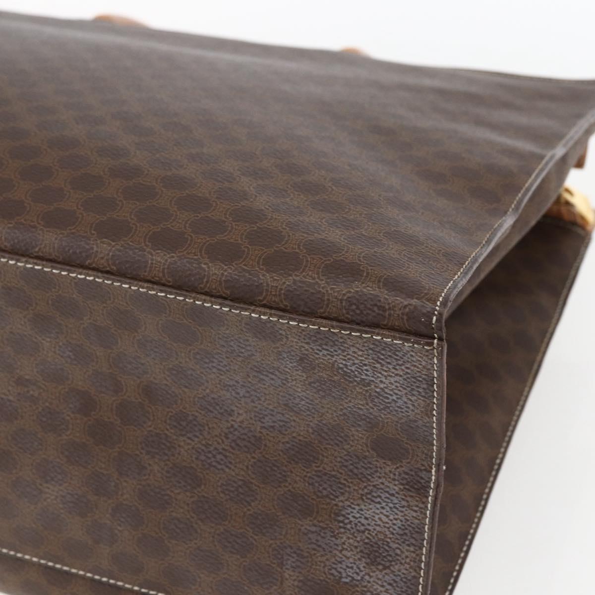 CELINE Macadam Canvas Tote Bag PVC Leather Brown Gold Auth ka860