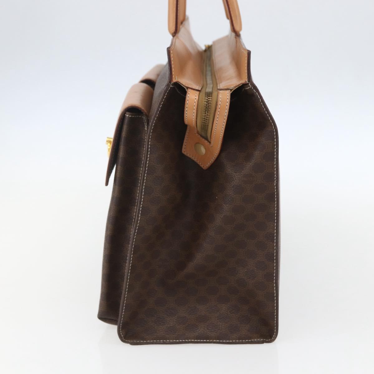 CELINE Macadam Canvas Tote Bag PVC Leather Brown Gold Auth ka860