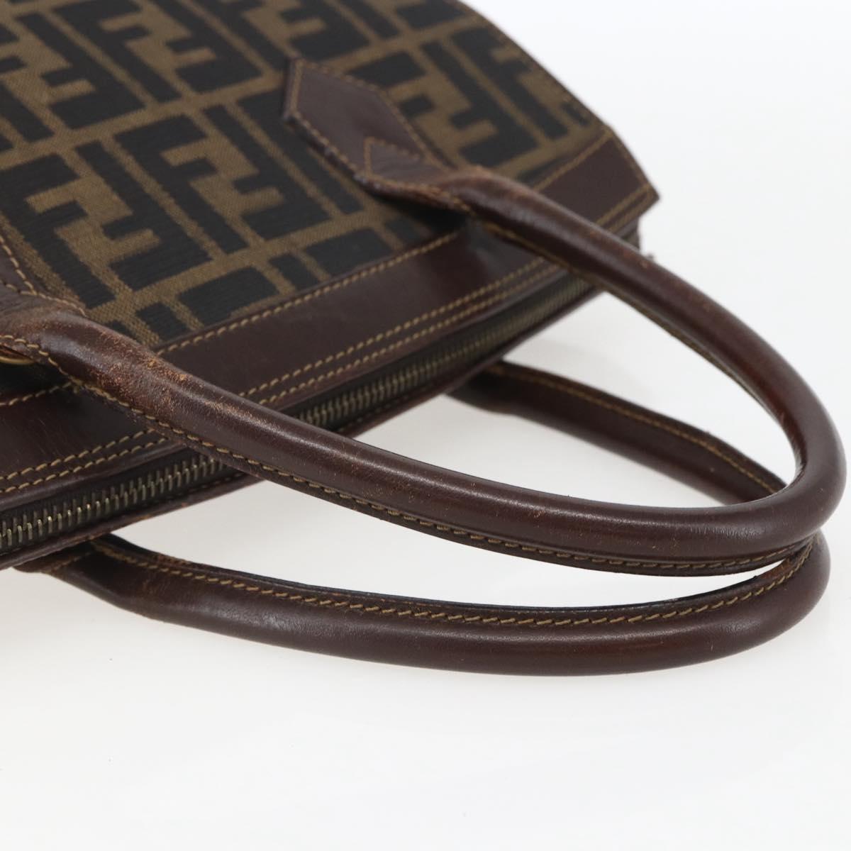 FENDI Zucca Canvas Hand Bag Black Brown Auth ka862