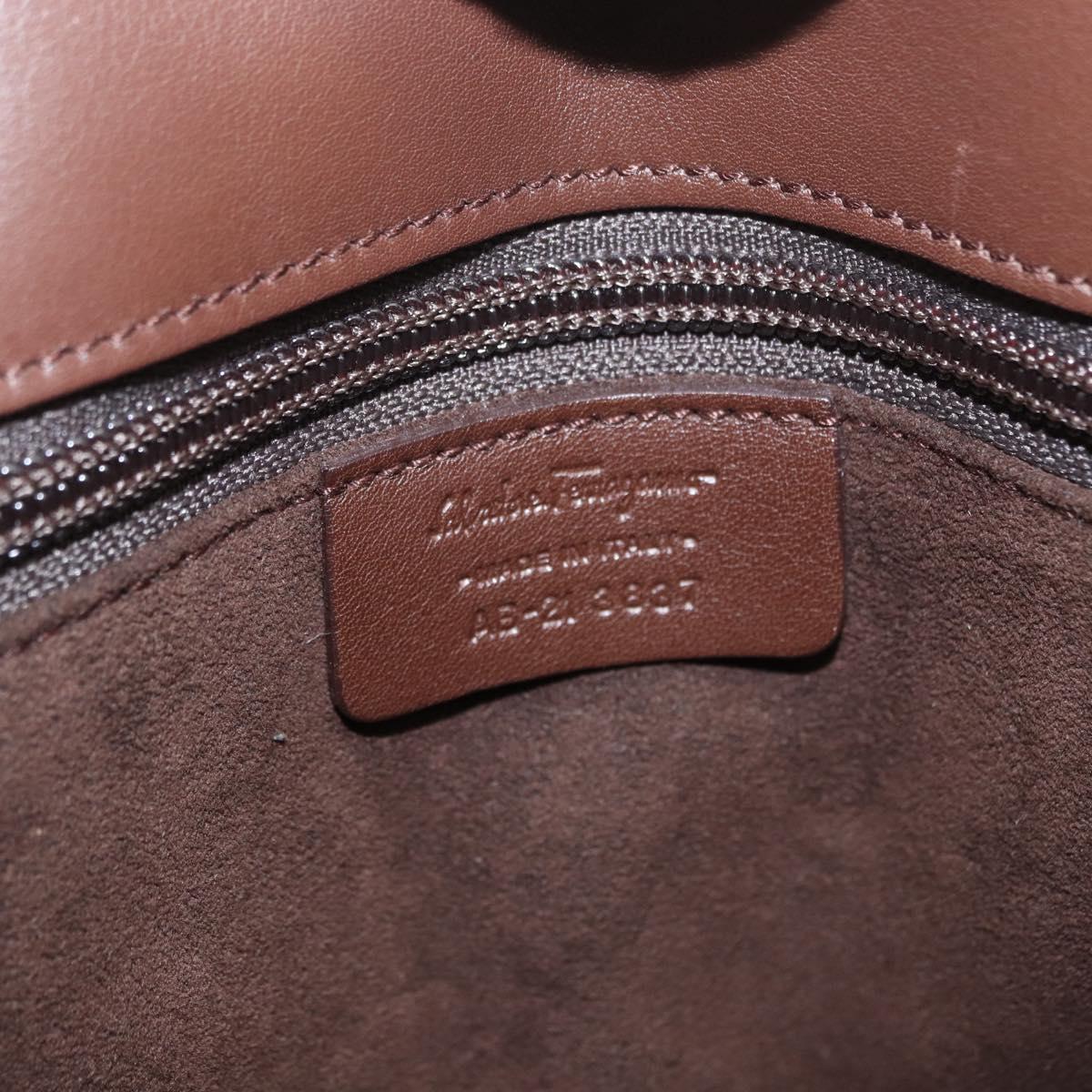 Salvatore Ferragamo Tote Bag Leather Brown Auth ka863