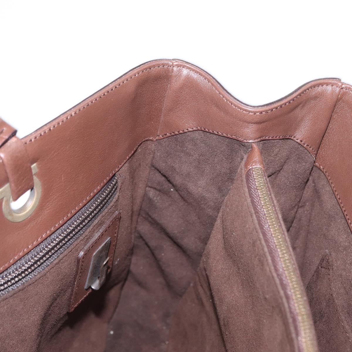 Salvatore Ferragamo Tote Bag Leather Brown Auth ka863