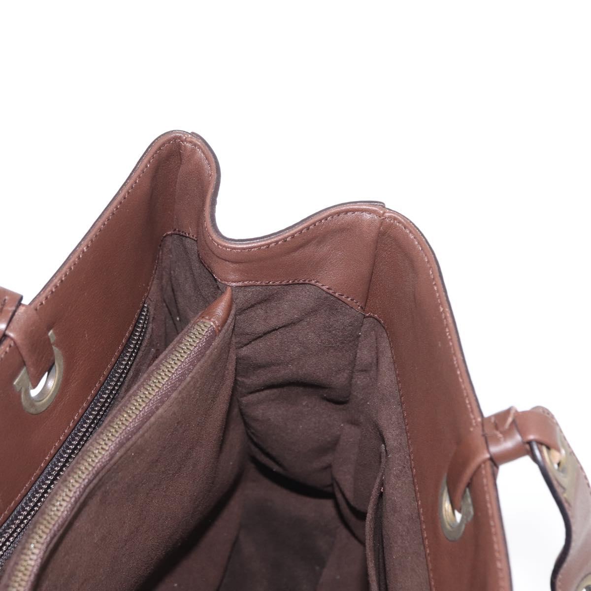 Salvatore Ferragamo Tote Bag Leather Brown Auth ka863