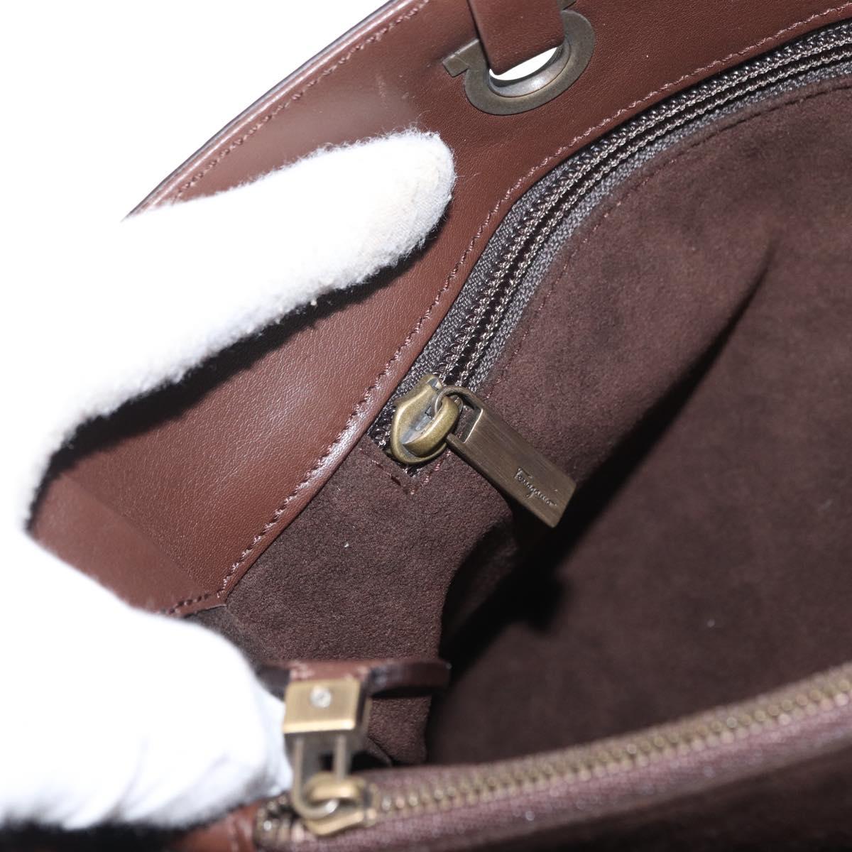 Salvatore Ferragamo Tote Bag Leather Brown Auth ka863