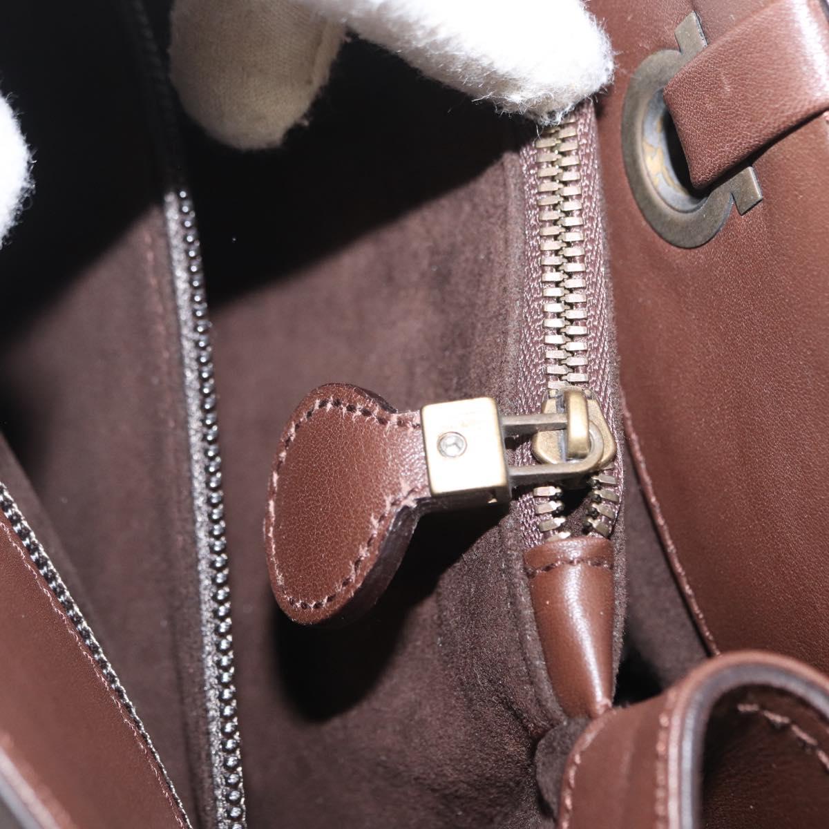 Salvatore Ferragamo Tote Bag Leather Brown Auth ka863