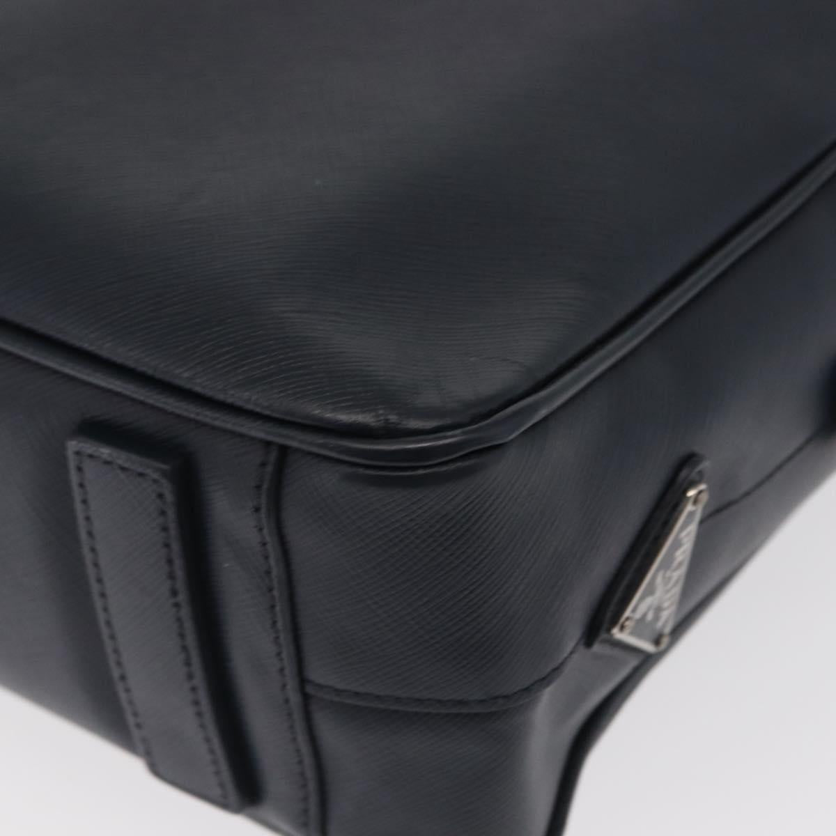 PRADA Hand Bag Safiano leather Navy Silver Auth ka869