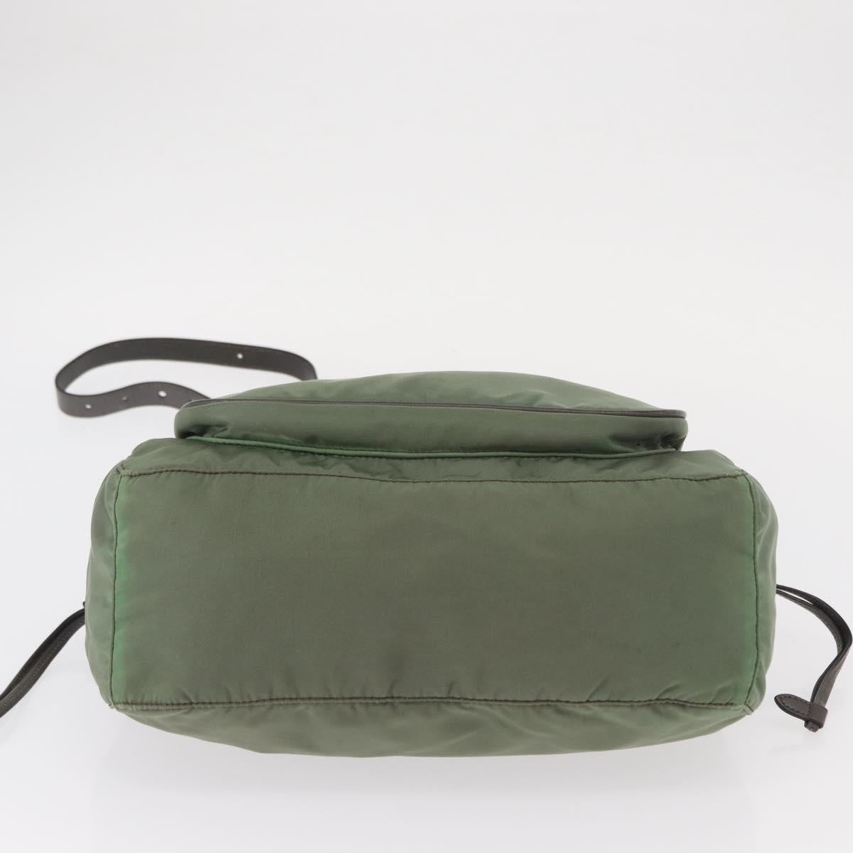PRADA Shoulder Bag Nylon Green Gold Auth ka870
