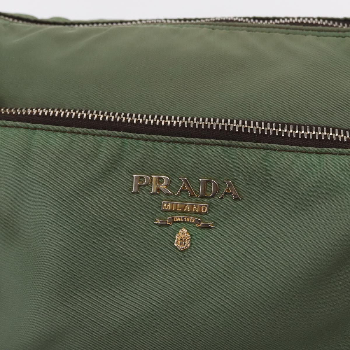 PRADA Shoulder Bag Nylon Green Gold Auth ka870