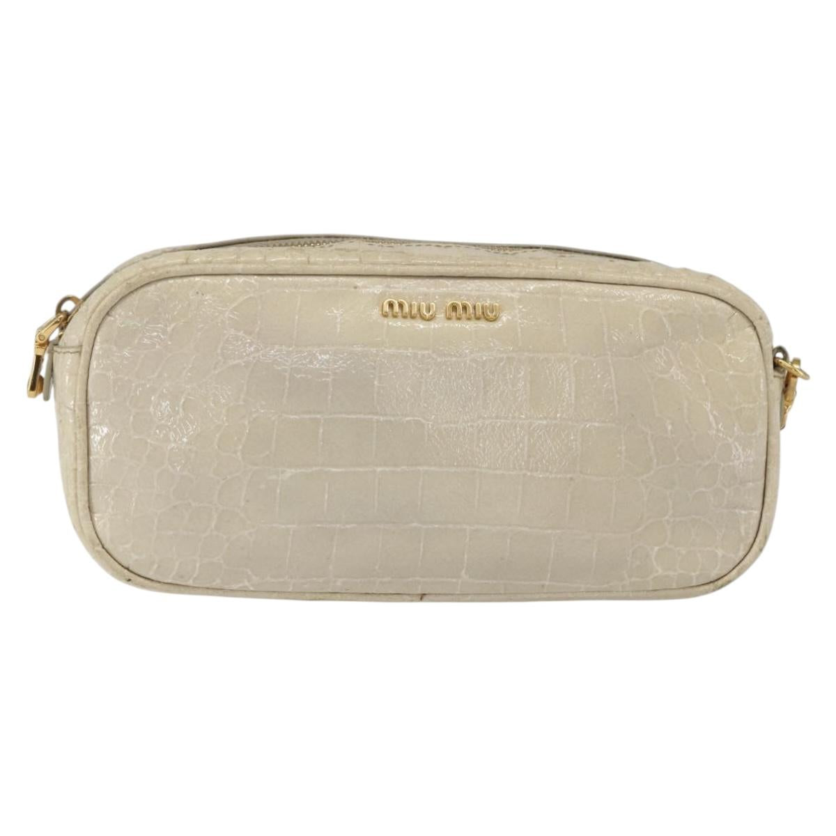 Miu Miu Shoulder Bag Leather Light Beige Gold Auth ka871