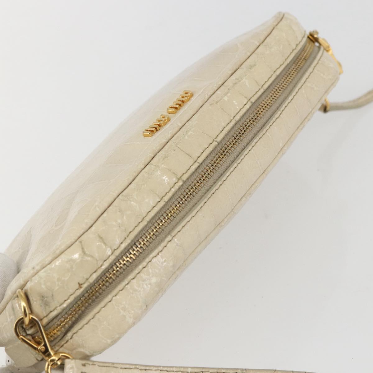 Miu Miu Shoulder Bag Leather Light Beige Gold Auth ka871