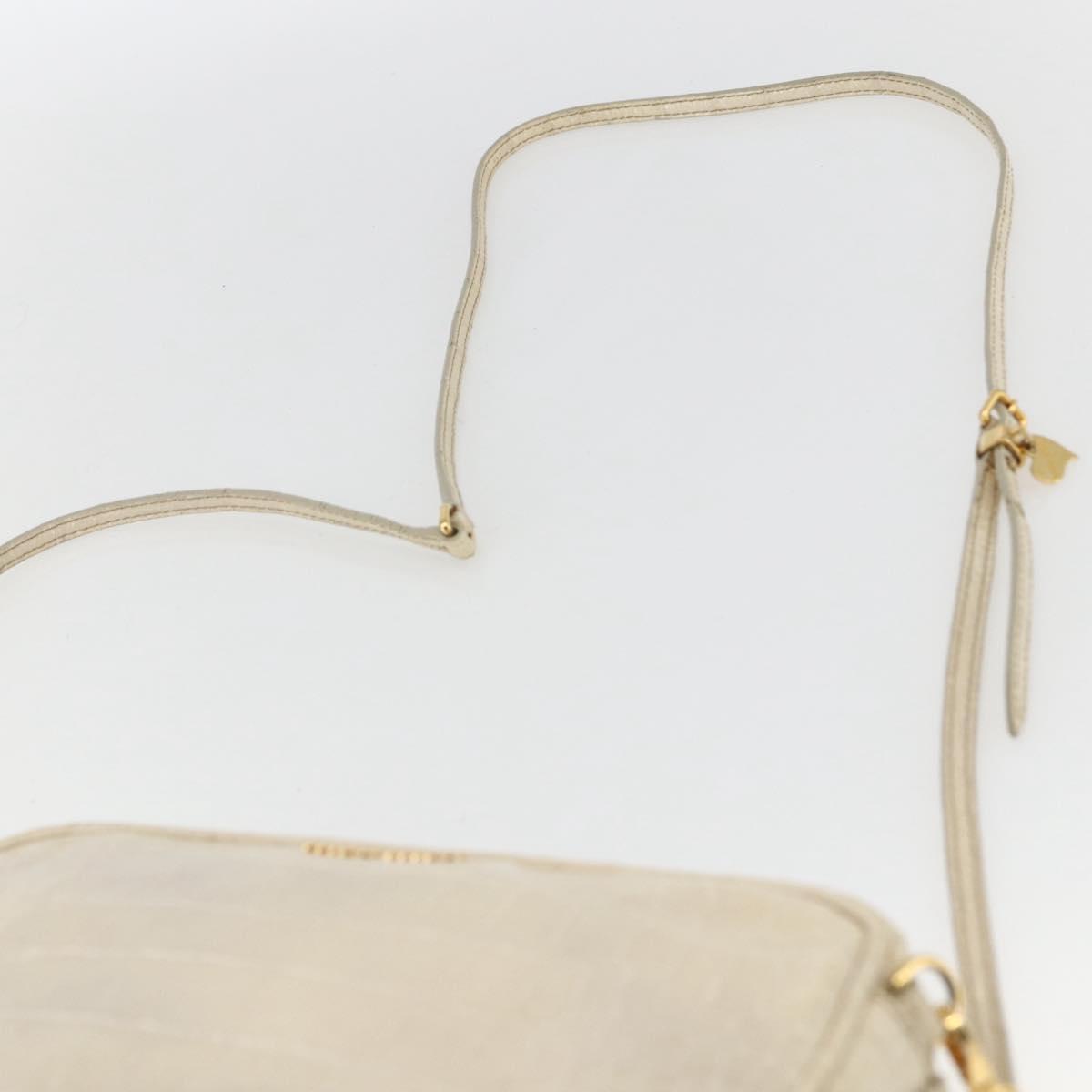 Miu Miu Shoulder Bag Leather Light Beige Gold Auth ka871