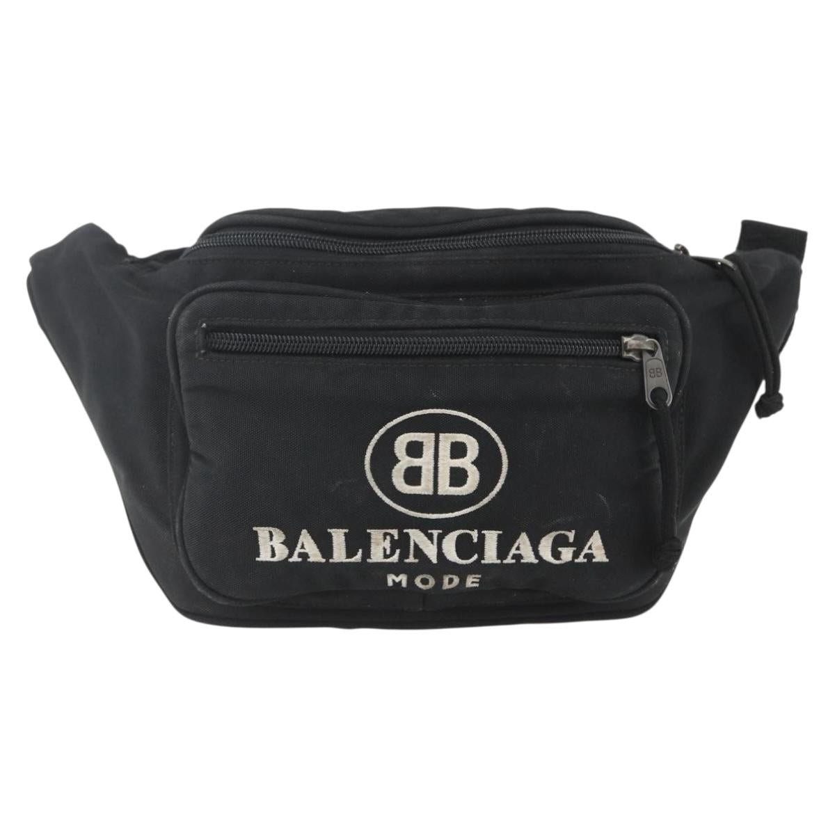 BALENCIAGA Body Bag Canvas Black 482389 Auth ka873