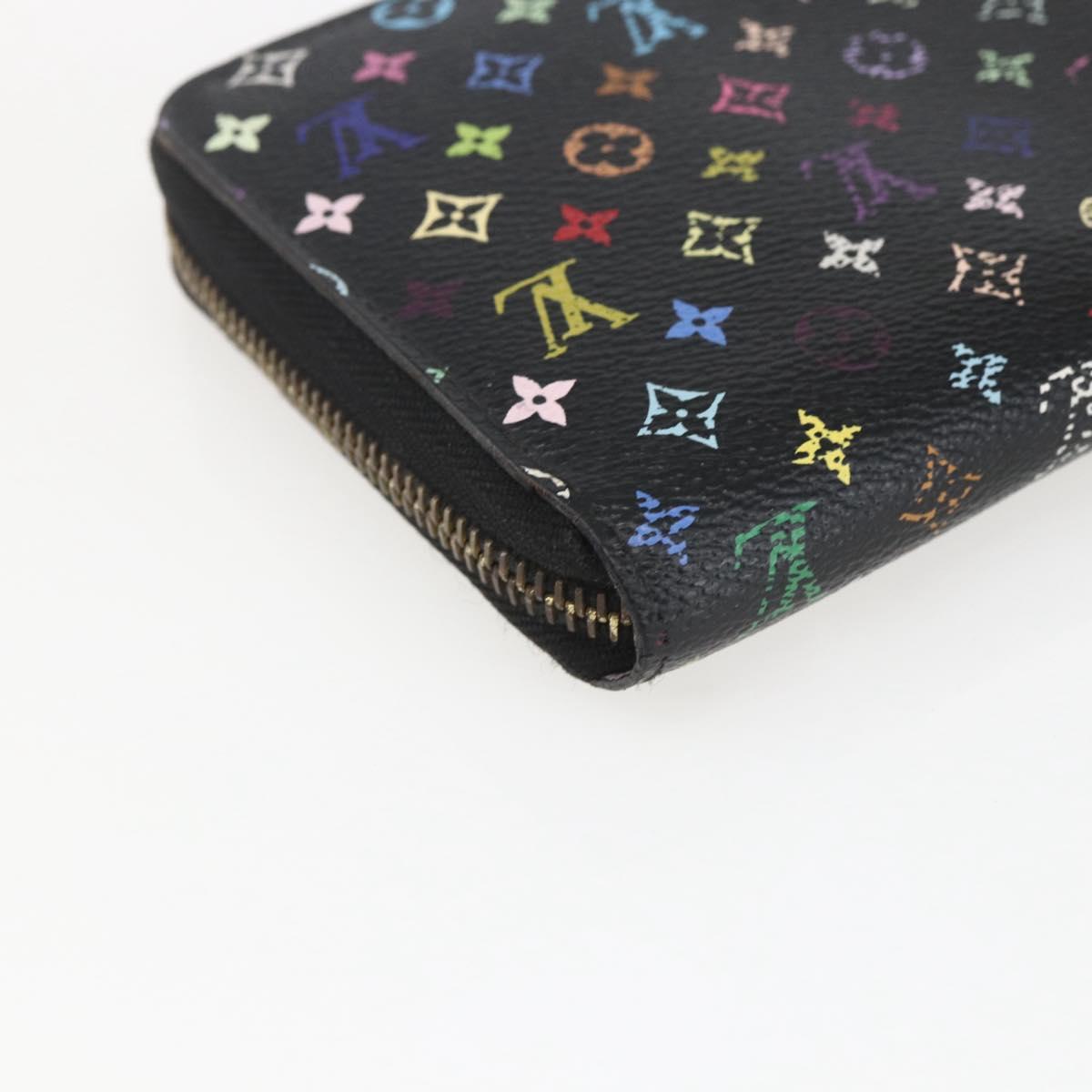 LOUIS VUITTON Monogram Multicolor Zippy Long Wallet Black M60243 LV Auth ka879