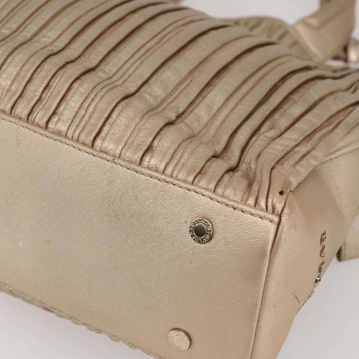 BVLGARI Hand Bag Leather 2way Gold Auth ka881