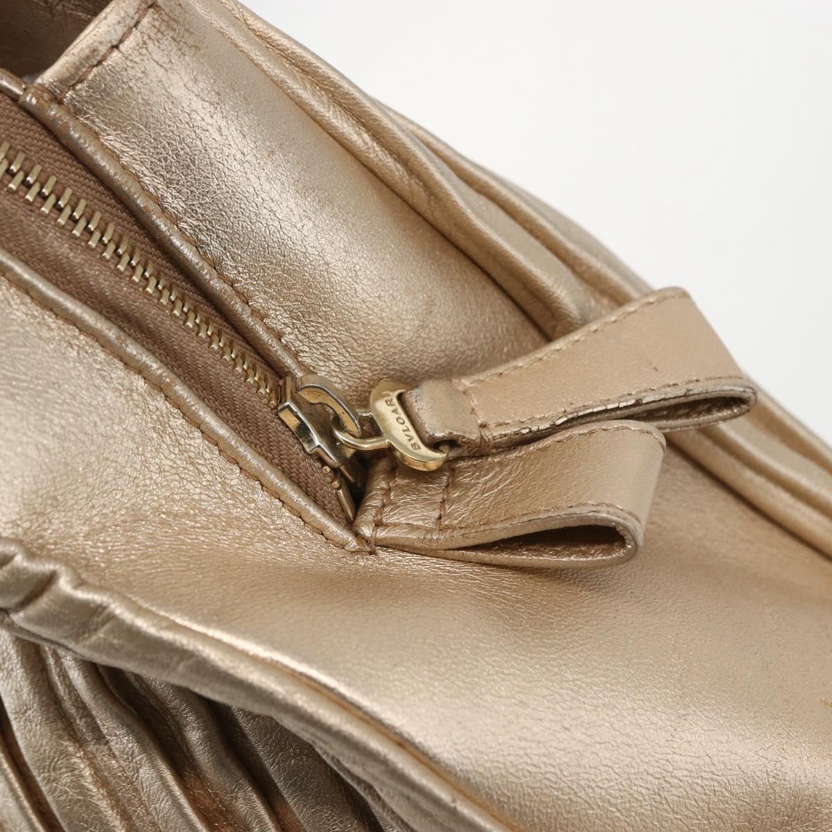 BVLGARI Hand Bag Leather 2way Gold Auth ka881