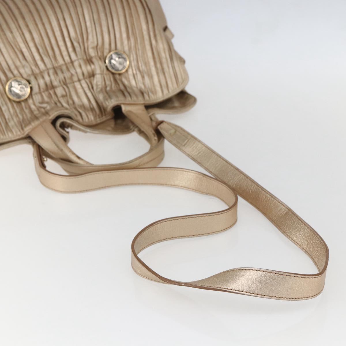 BVLGARI Hand Bag Leather 2way Gold Auth ka881