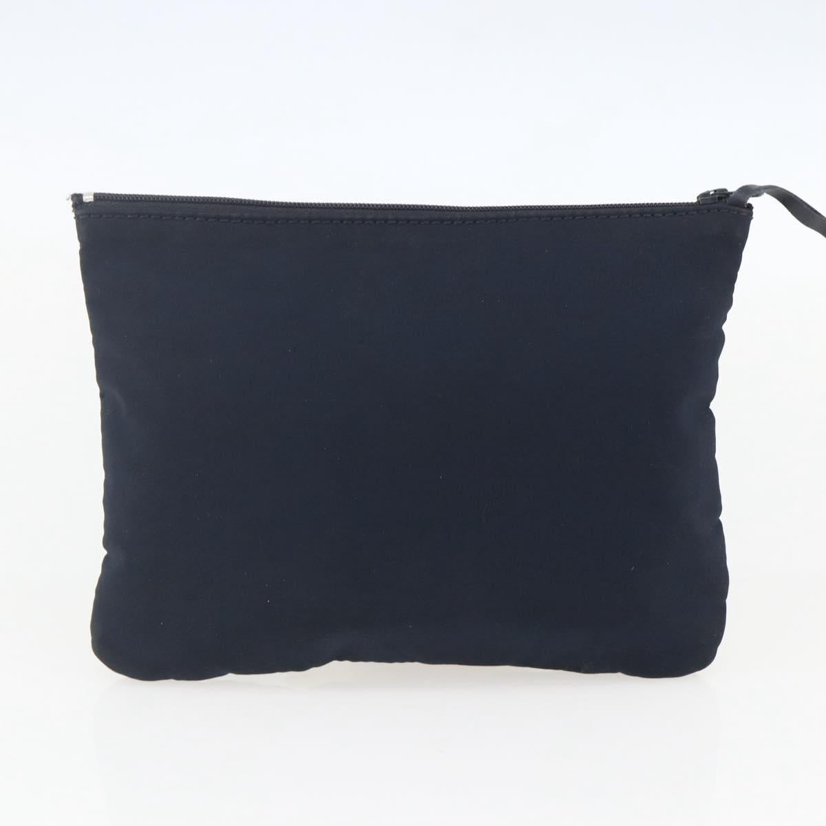 LOEWE Mesh Hand Bag Nylon Leather Blue Auth ka884