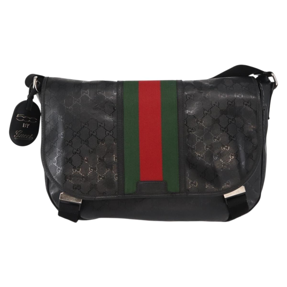 GUCCI GG Implementation Web Sherry Line Bag Black Silver 269376 Auth ka886
