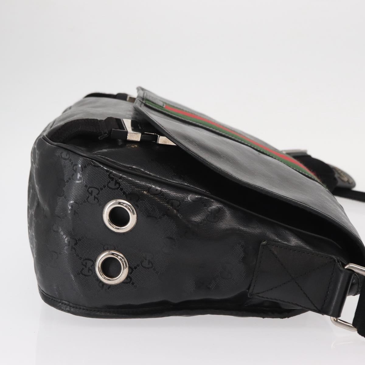 GUCCI GG Implementation Web Sherry Line Bag Black Silver 269376 Auth ka886