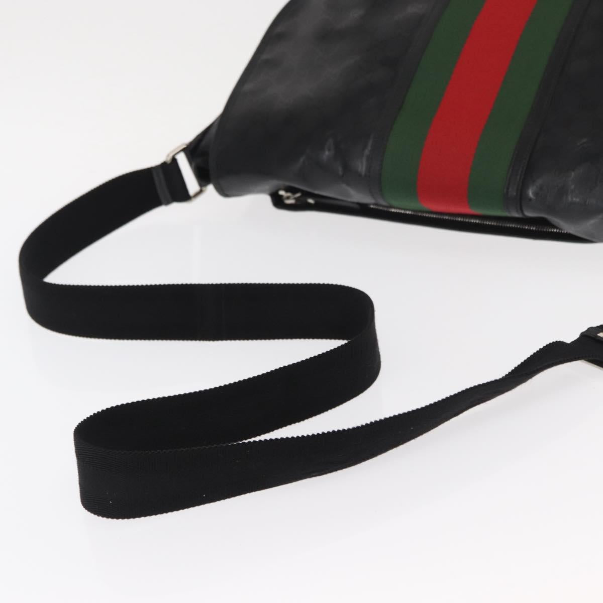 GUCCI GG Implementation Web Sherry Line Bag Black Silver 269376 Auth ka886