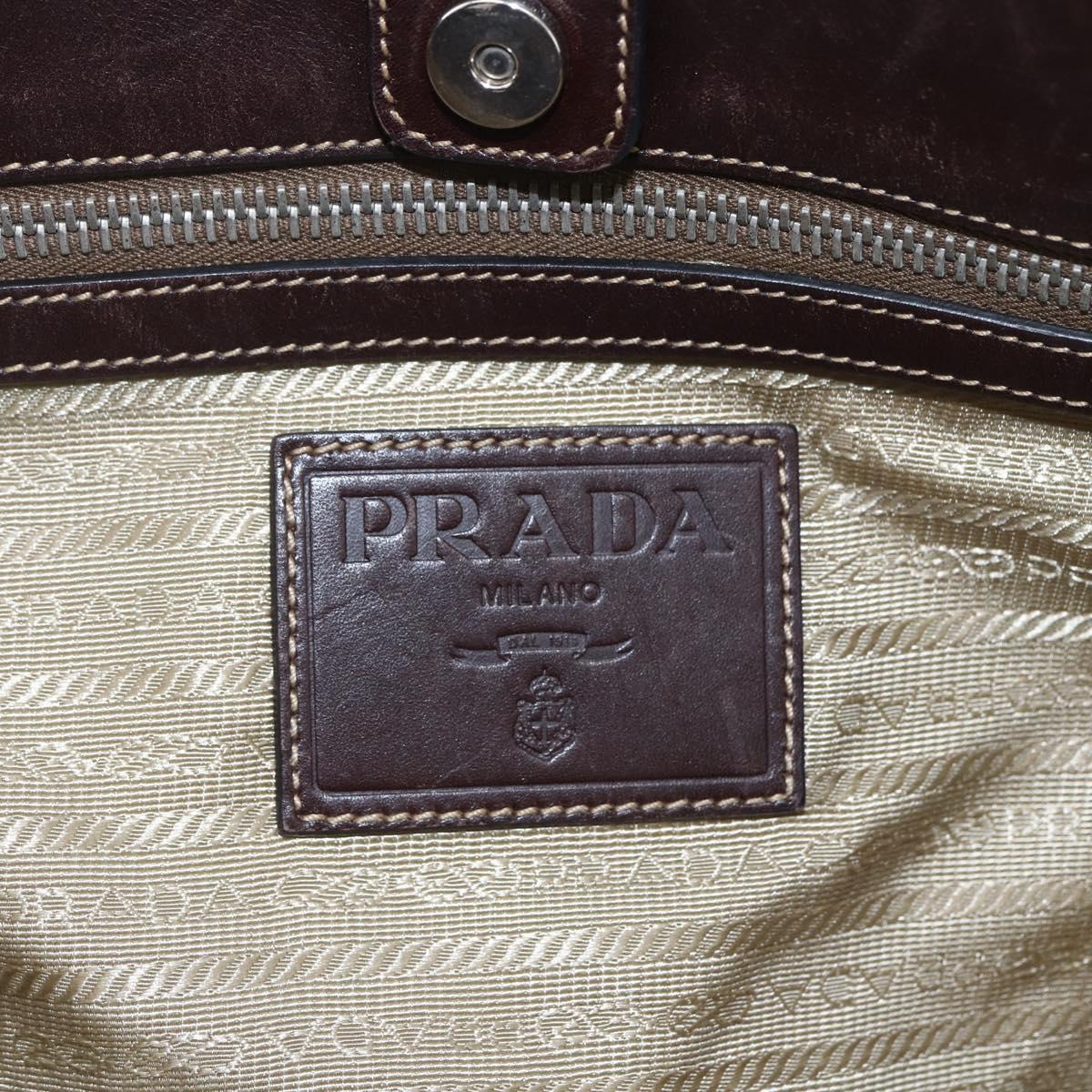 PRADA Tote Bag Canvas Beige Silver Auth ka887