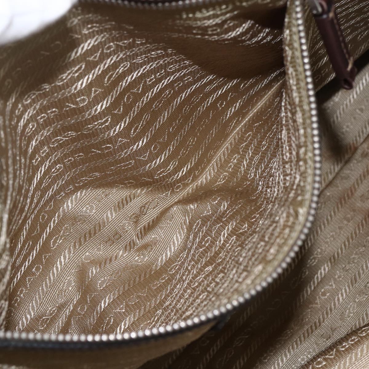 PRADA Tote Bag Canvas Beige Silver Auth ka887