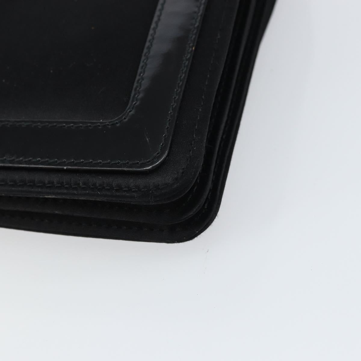 GIVENCHY Chain Shoulder Bag Satin Black Gold Auth ka890