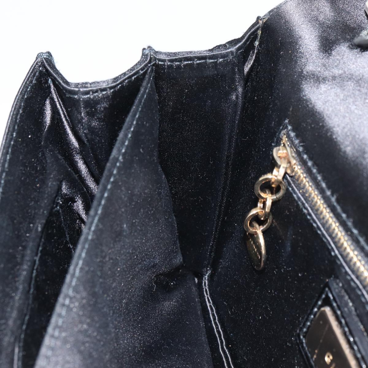 GIVENCHY Chain Shoulder Bag Satin Black Gold Auth ka890