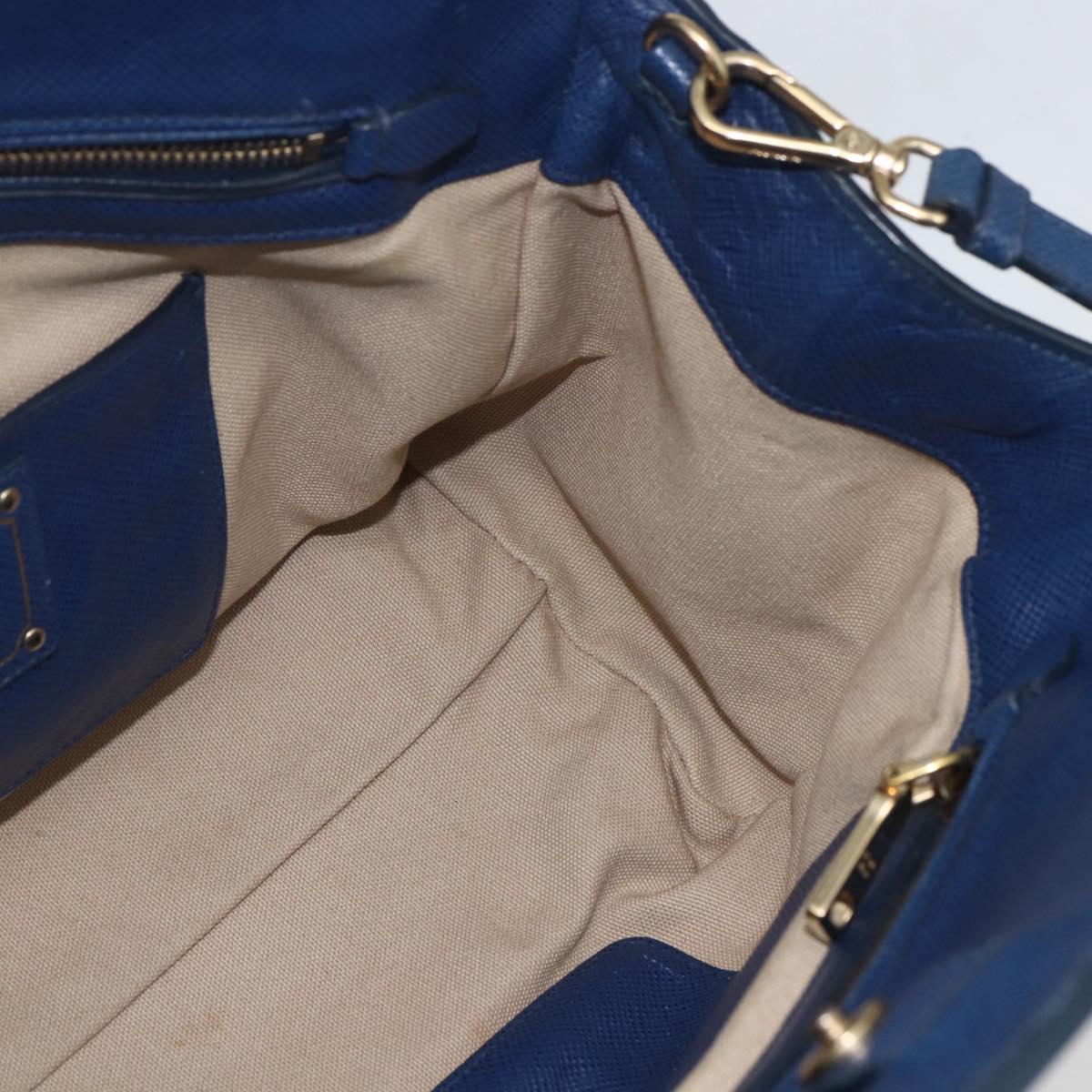 PRADA Hand Bag Canvas 2way Beige Blue Auth ka891