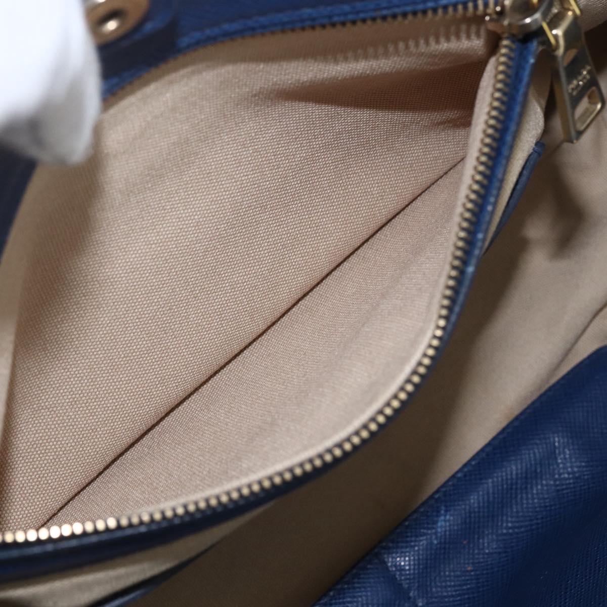 PRADA Hand Bag Canvas 2way Beige Blue Auth ka891