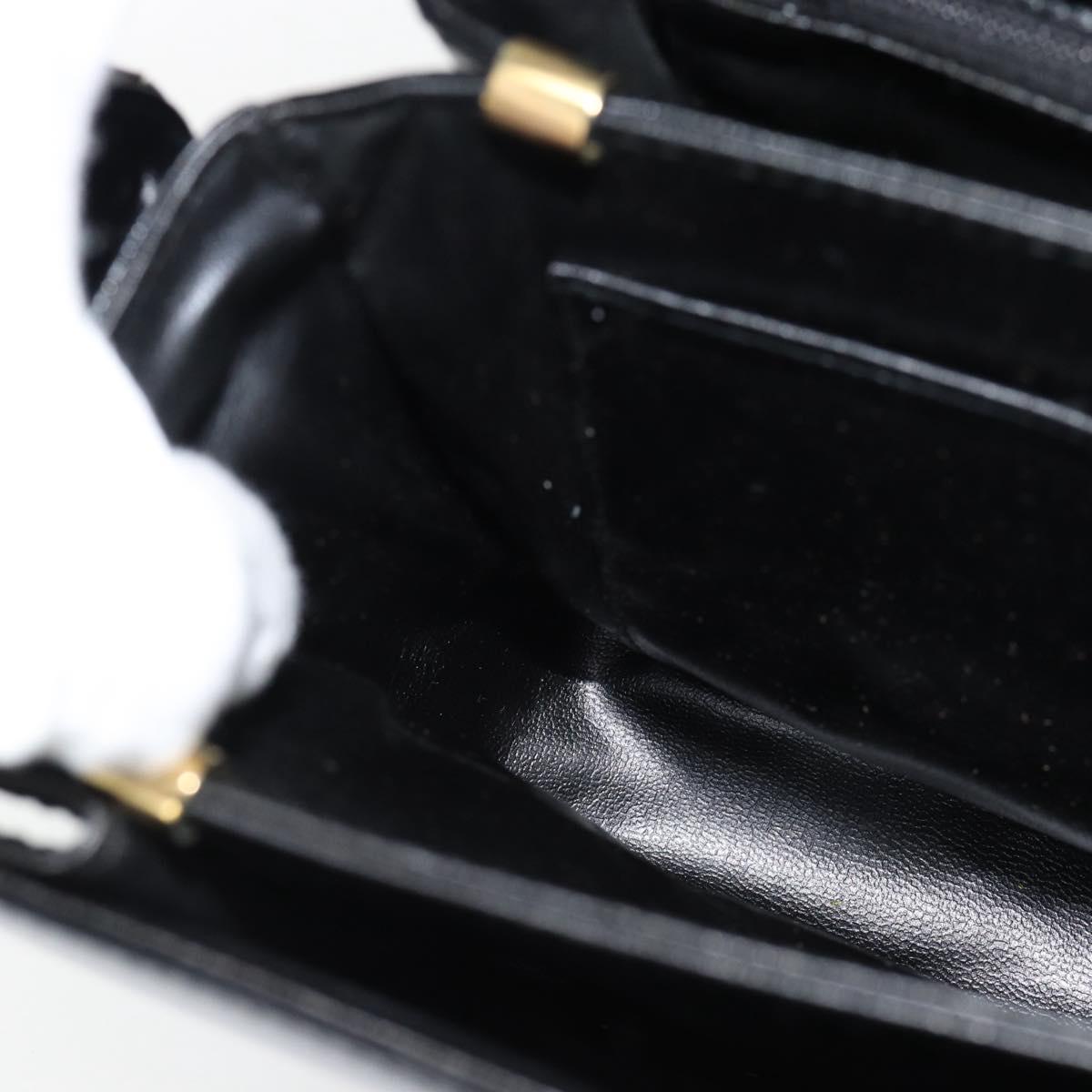 CELINE Horse Carriage Shoulder Bag Leather Black Gold Auth ka895