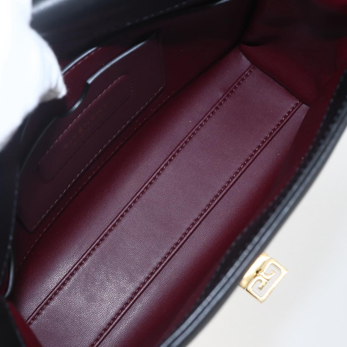 GIVENCHY Shoulder Bag Leather Black Gold Auth ka908V