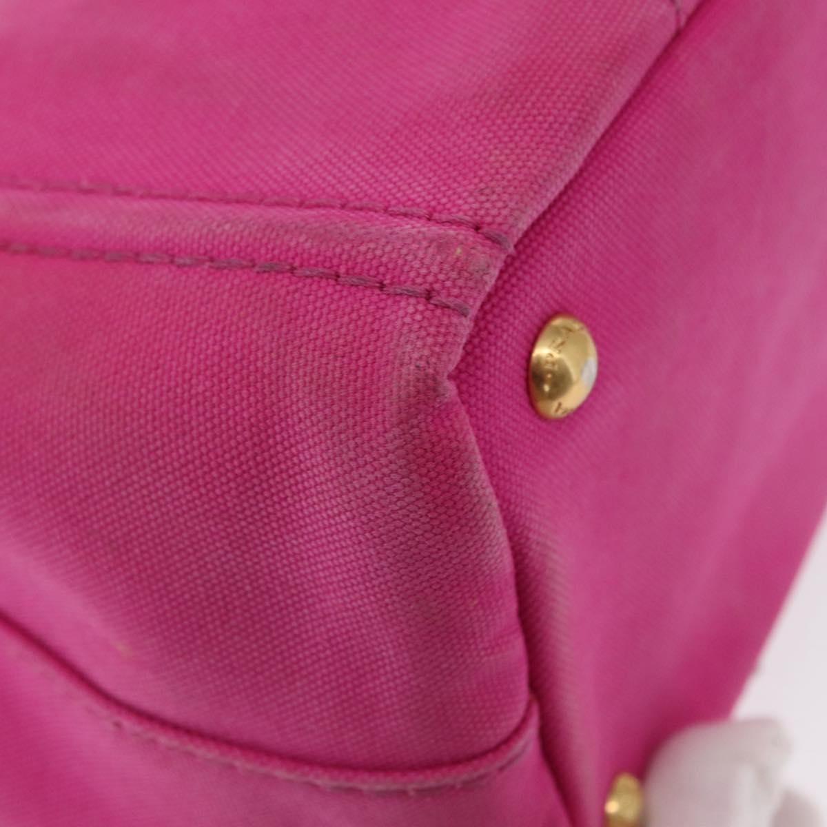 PRADA Canapa PM Hand Bag Canvas Pink Gold Auth ka913