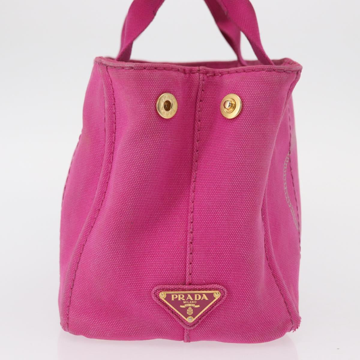 PRADA Canapa PM Hand Bag Canvas Pink Gold Auth ka913