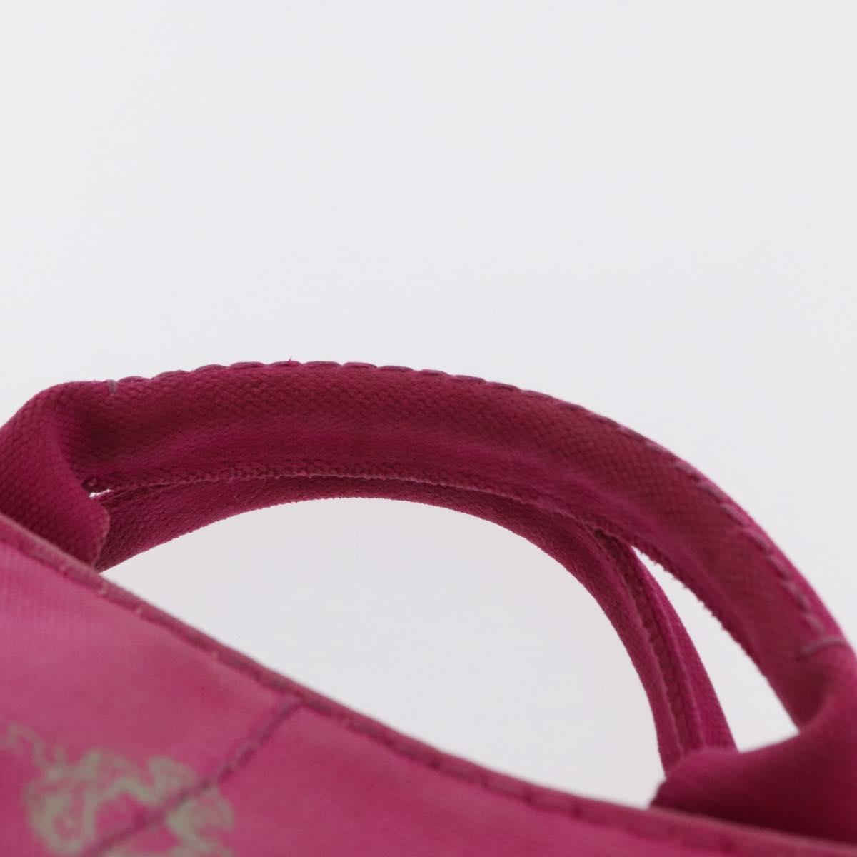 PRADA Canapa PM Hand Bag Canvas Pink Gold Auth ka913