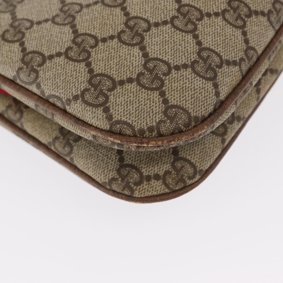 GUCCI GG Supreme Web Sherry Line Bag PVC Beige Gold 904 02 043 Auth ka921
