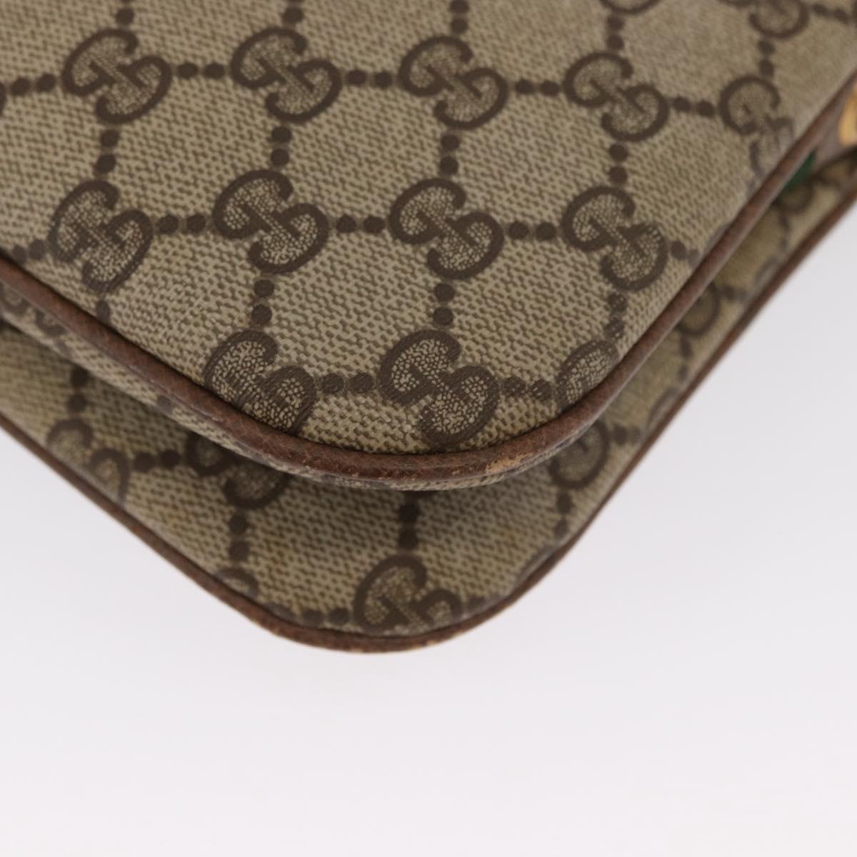 GUCCI GG Supreme Web Sherry Line Bag PVC Beige Gold 904 02 043 Auth ka921