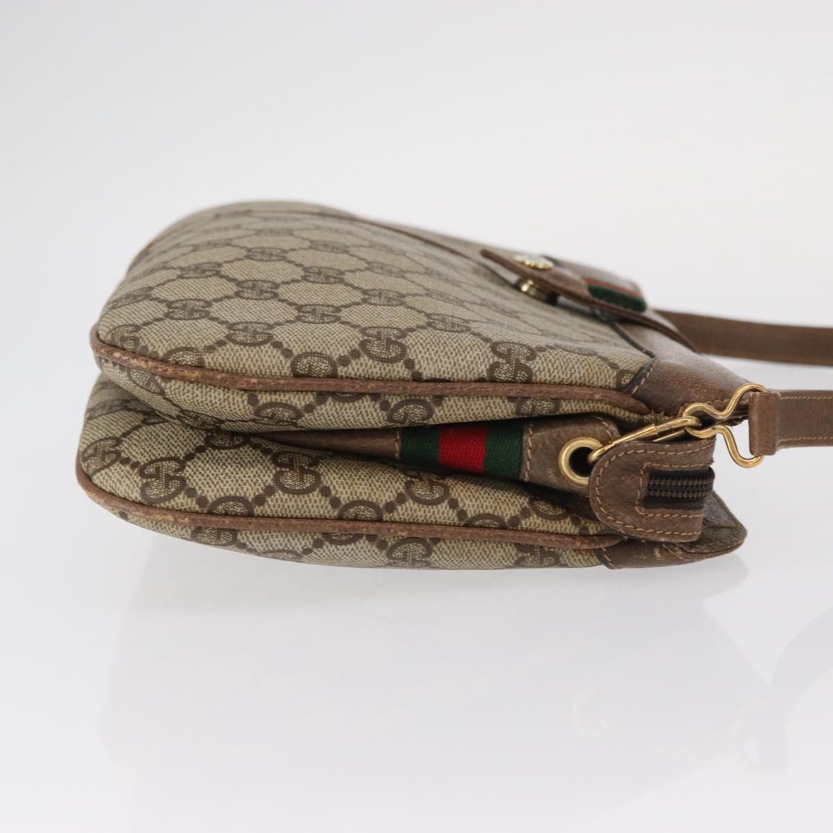 GUCCI GG Supreme Web Sherry Line Bag PVC Beige Gold 904 02 043 Auth ka921
