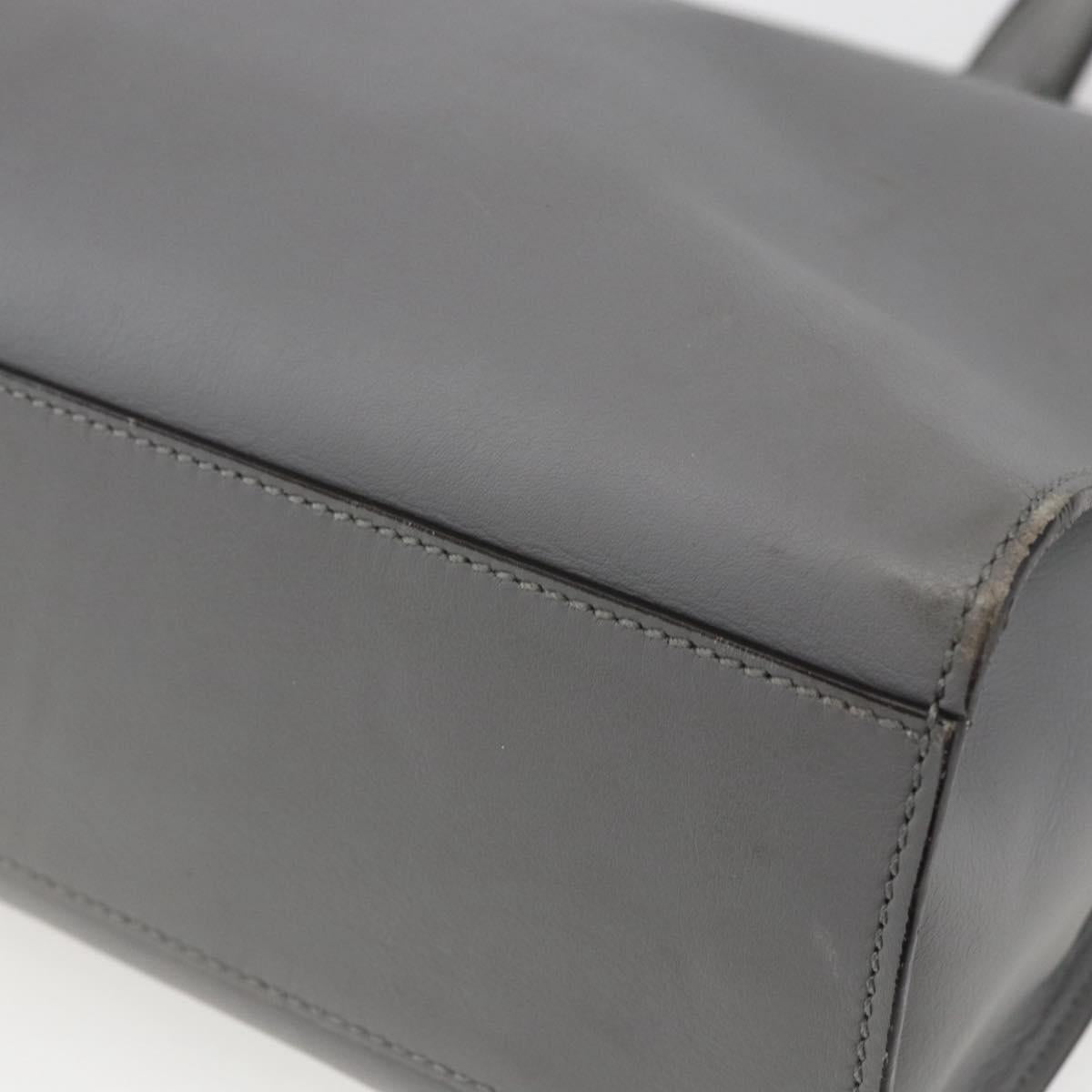 GUCCI Tote Bag Leather Gray Gold 440055 Auth ka948