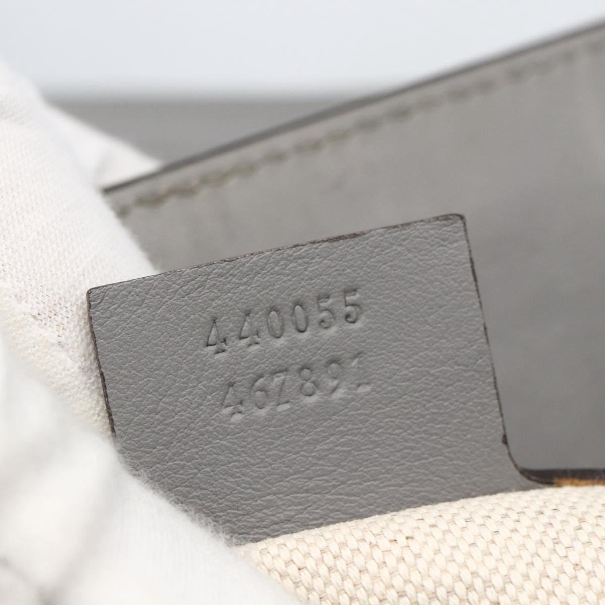 GUCCI Tote Bag Leather Gray Gold 440055 Auth ka948