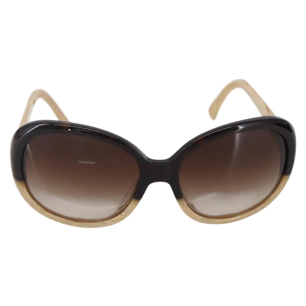 CHANEL Sunglasses plastic Beige CC Auth ka963