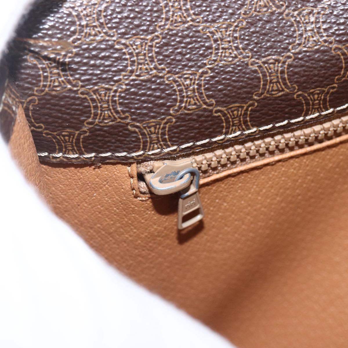 CELINE Macadam Canvas Shoulder Bag PVC Leather Brown Gold Auth ka975