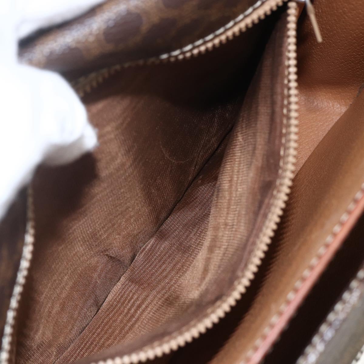 CELINE Macadam Canvas Shoulder Bag PVC Leather Brown Gold Auth ka975