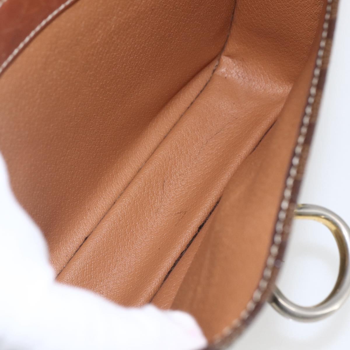 CELINE Macadam Canvas Shoulder Bag PVC Leather Brown Gold Auth ka975