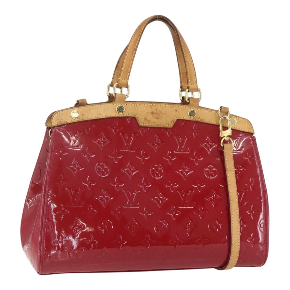 LOUIS VUITTON Vernis Blair MM Hand Bag 2way Rouge Grunadine M91619 LV Auth ka985