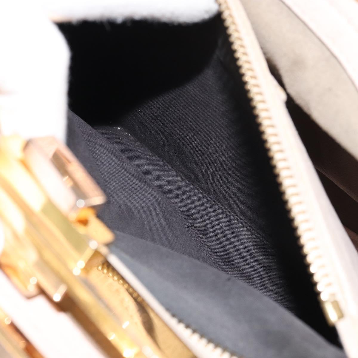FENDI Hand Bag Leather Beige Gold Auth ka992
