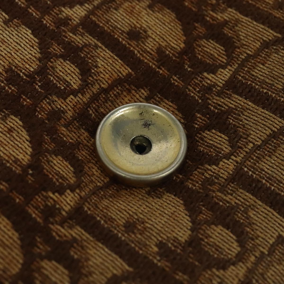 Christian Dior Trotter Canvas Chain Shoulder Bag Brown Gold Auth KD047