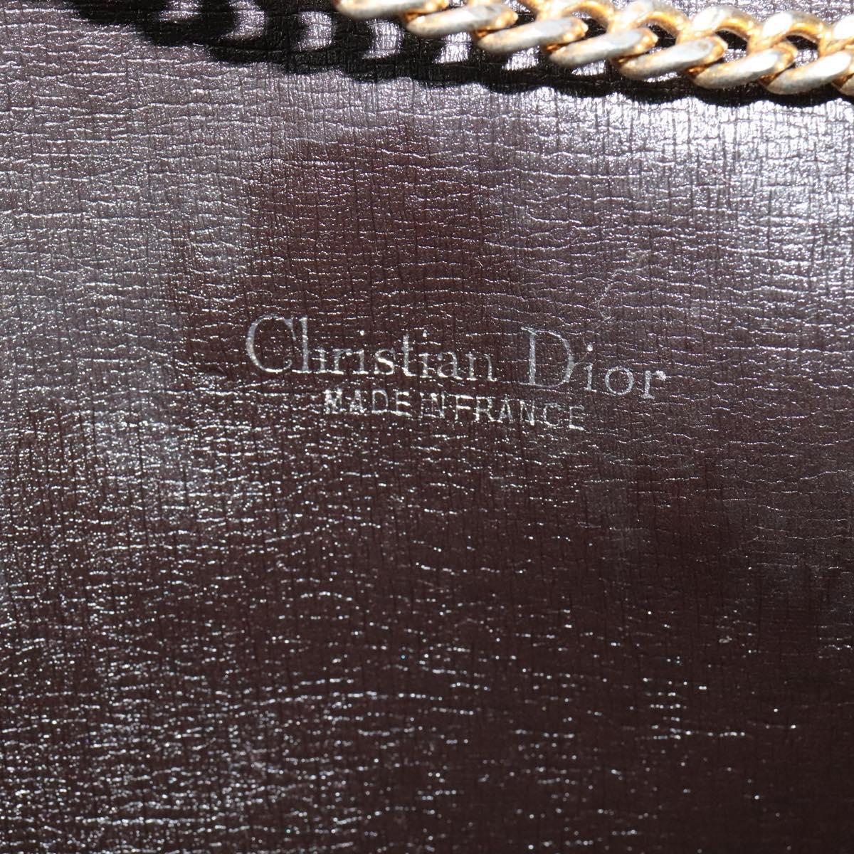 Christian Dior Trotter Canvas Chain Shoulder Bag Brown Gold Auth KD047